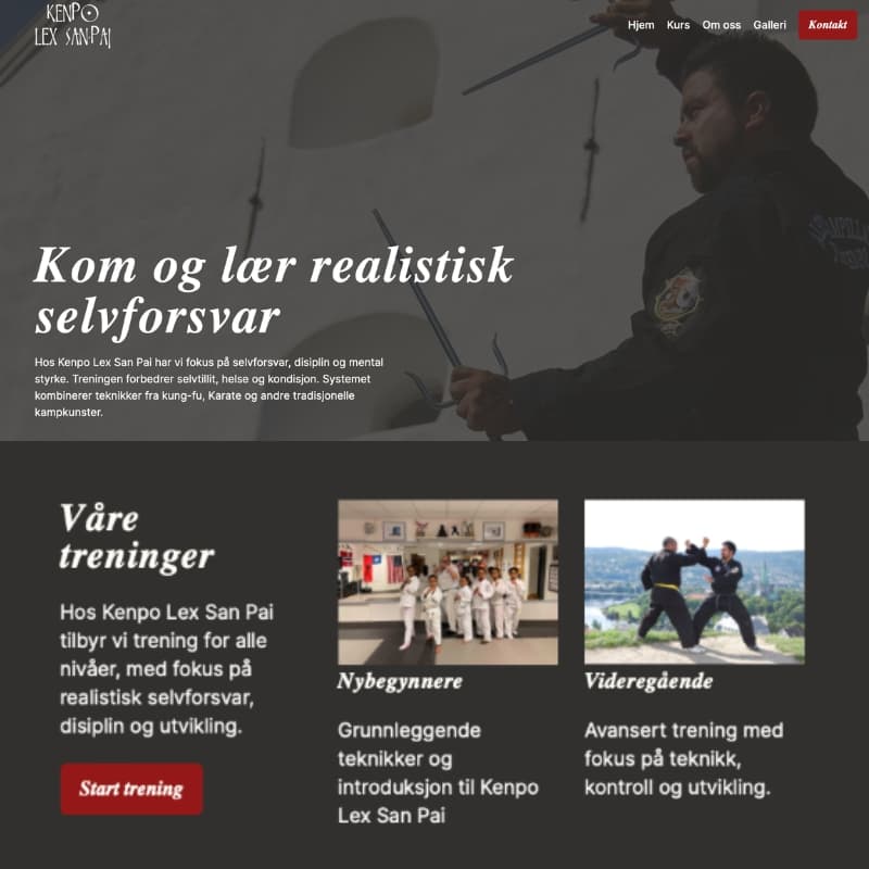 Kenpo Lex San Pai website featuring martial arts training for beginners and advanced students.